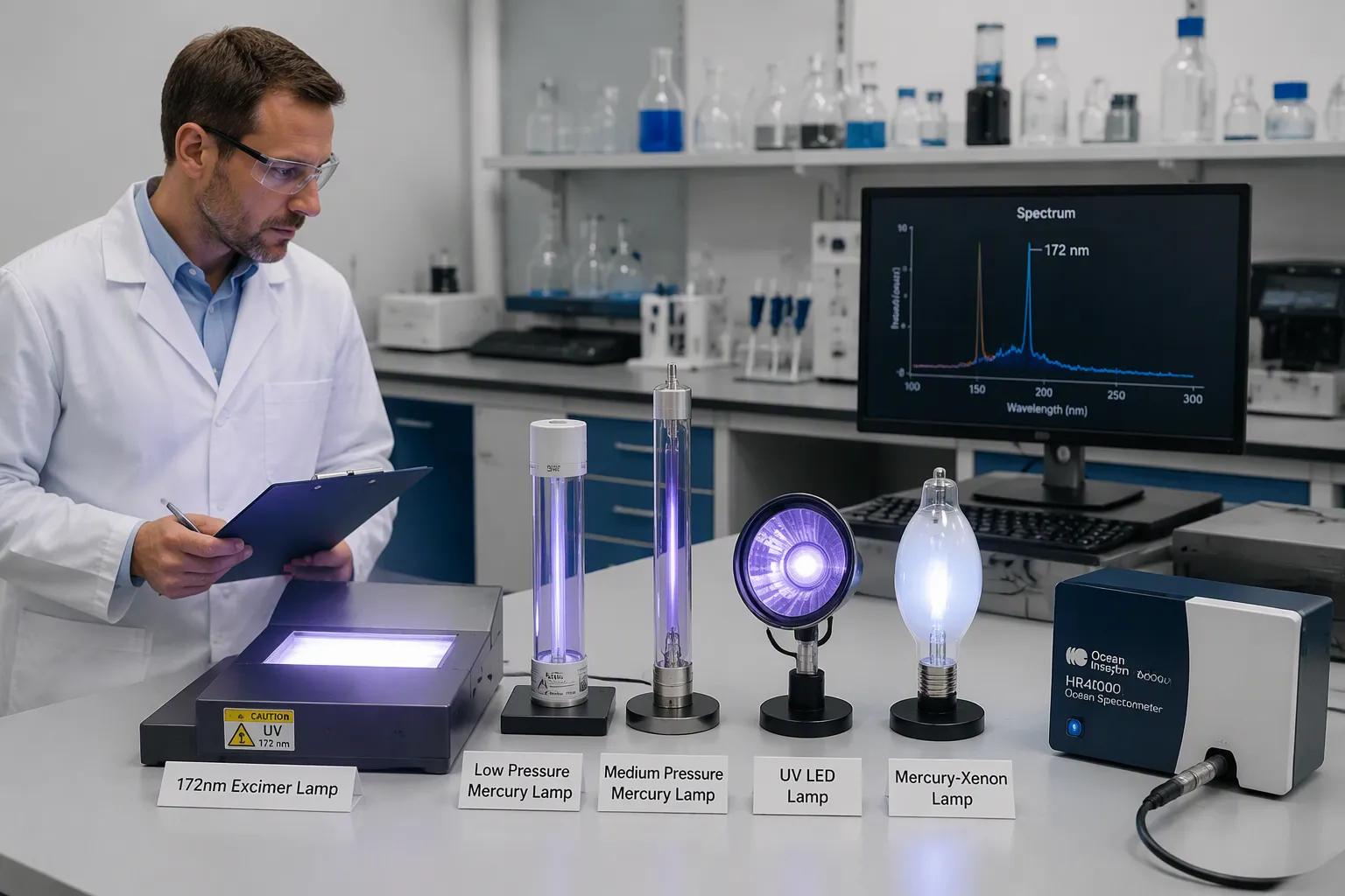 Comment une lampe excimère de 172 nm se compare-t-elle aux autres lampes UV ?